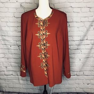 Bob Mackie Wearable Art Terracotta Embroidered Blazer Retro Vintage 1X
